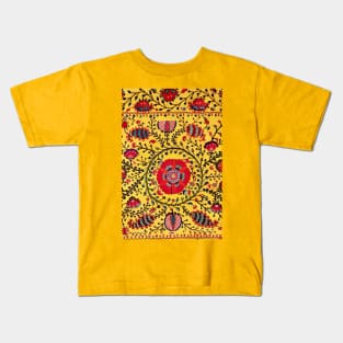 Uzbekistan Suzani with Yellow Ground Kids T-Shirt